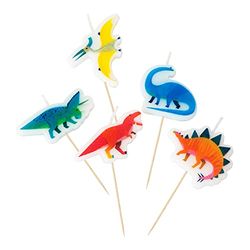 Talking Tables Velas de aniversário em forma de dinossauro, embalagem de 5, cera de vela