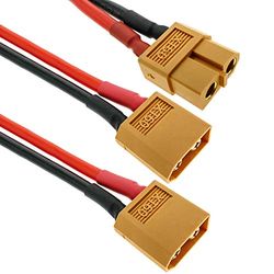 BeMatik XT60 bus op 2x XT60 stekker 15 cm 14AWG lading en voeding (KM052)