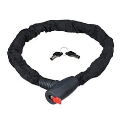 Relaxdays Cadeado de corrente seguro, anti-roubo para bicicletas e motocicletas, duas chaves, seguro, exterior, preto, 100 cm, adultos unissexo