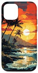 iPhone 15 Tropical Palm Sun Set Ocean Beach Case