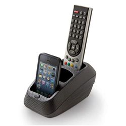 Snips Suporte para controlo remoto e smartphone, organizador de controlo remoto preto, antiderrapante, plástico reciclado, Made in Italy, 0% livre de BPA e ftalatos