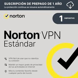 Norton VPN Standard 2025 | 1 Dispositivo| 1 año de suscripción con renovación automática | PC/Mac/Android/iOS | Código de activación enviado por email