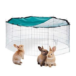 Relaxdays Cage extérieur Lapin XL, avec Filet, enclos pour rongeurs, avec Protection Contre Le Soleil, Ø 145 cm, zingué