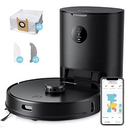 Arnagar S8 Pro Robot Aspirapolvere Lavapavimenti, Robot Navigazione Laser LDS con Svuotamento Automatico, Robotino controllo con APP & Alexa, per Pulizia Domestica/Peli Animali(Nero)