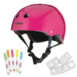 Wipeout Unisex Jeugd Dry Erase kinderfietshelm voor droog uitwisbare marker, neonroze, vanaf 5 jaar, roze, leeftijd 5+