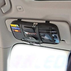 Kartisen bil solskydd arrangör bil inredning tillbehör ficka arrangör bil lastbil SUV förvaringsväska hållare med flera fickor nät dragkedja, svart
