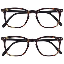 Opulize Bex Pack 2 Hombres Gafas De Distancia Corto De Vista Miopía Grande Marrón Mate MM64-2 -1,50