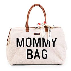 CHILDHOME, Mommy Bag, Langeväska, moderskap, resväska, stor behållare, liggmatta, justerbar axelrem, isolerad ficka, passage för resväska, Teddy Ecru