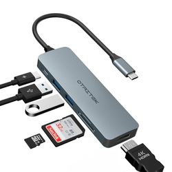 USB C Hub, USB C-adapter MacBook Pro/Air iPad Pro-adapter, 6-i-1 med 4K HDMI-utgång, PD 100 W, 2 x USB 3.0, TF-kortläsare, kompatibel för bärbar dator, Surface Pro 8