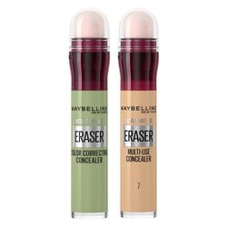 Maybelline New York Instant Eraser, Colour Correcting Concealer Duo, Counteracts Redness, for a Natural Soft-Focus Finish, Dermatologist Tested & Suitable for Sensitive Skin, (Sand + Green)