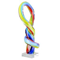 Glas konst skulptur Loop – flerfärgad – höjd 34 cm – glas – rosettform – dekorativ figur – dekoration