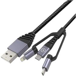 TIGER POWER CABLE 3EN1 USB-A VERS USB-C/LIGHTNING/MICRO-USB 1,2M GRIS