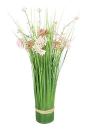 Kunstgras met bloemen, grasbundel, grasbos, decoratieve bundel, kunstbloemen, stagras, kunstplanten, kunstgras, grasbundel, groene plant, siergras, struiken, solitair gras, roze