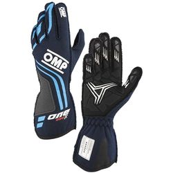 Omp Racing Gants One Evo-X MY24 FIA 8856-2018, Bleu Marine/Cyan, Taille S
