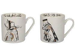 V&A Alice in Wonderland Conjunto de 2 chávenas de lata, Porcelana, White Black Gold
