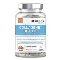 Collagène+ Beauté GRANIONS | Collagène Marin hydrolysé Type 1 | Peptides de collagene | Acide hyaluronique + Vitamine C + Magnésium | Collagene Comprimés à Croquer | Goût Cookie | Made in France