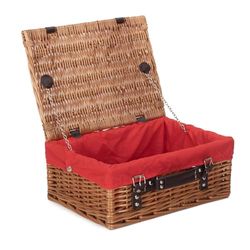 36cm Double Steamed Picnic Wicker Basket with Red Lining