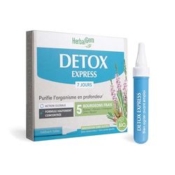 HERBALGEM - Detox Express 7 Jours - Purifie L'Organisme En Profondeur - Complément Alimentaire Gemmothérapie - Formule Hautement Concentrée - Action Globale - 5 Bourgeons Frais - Bio - 7x10ml