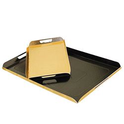 Dienbladen met handgrepen 28X42 Cm zwart/goud karton - 25 eenheden