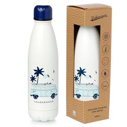 Puckator Bouteille Isolée (Gourde) 500ml en Acier Inoxydable pour Boissons Chaudes ou Froides Volkswagen Van Bus Combi VW T1 - Explore More Beach Life Palmier, Multicouleur
