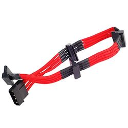 SilverStone SST-PP07-BTSR - voedingverlengkabel 30cm Molex naar 4x SATA, rood