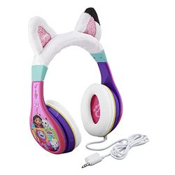 eKids Gabbys Dollhouse Casque pour Enfants, Filaire, pour l'École, la Maison ou Les Voyages, Câble sans Enchevêtrement pour Les Tous-Petits, Contrôleur de Volume, Prise Jack 3,5 mm INCL. - Dès 3 Ans
