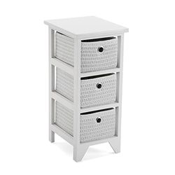 VERSA Ohai Mobile Bagno, Mobiletto Bagno Salvaspazio, Mobiletti, Cassettiera con 3 cassetti portaoggetti, Misure (A x L x l) 56 x 30 x 25 cm, Legno, Colore Bianco