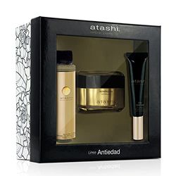 Atashi Cellular Cosmetics | Cofre Ritual Diario Antiedad | Crema Reparadora + Contorno De Ojos + Aceite Corporal Mágico | 50ml + 15ml + 60ml, 125 Mililitro