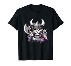 Casco de gato vikingo para amantes de los gatos nórdicos, guerrero noruego Camiseta