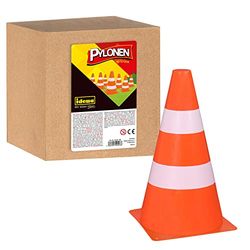 Idena 40223 - Pylonen, 10 stuks, 13,5 x 24 cm, kunststof kegels, stapelbaar, verkeerskegels voor sport, vrije tijd, slalom en nog veel meer.