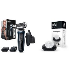 Braun Series 7 Electric Shaver for Men with Beard Trimmer & Stubble Beard Trimmer Attachments & EasyClick Cleansing Brush Attachment for New Generation Series 5, 6 and 7 Electric Shaver