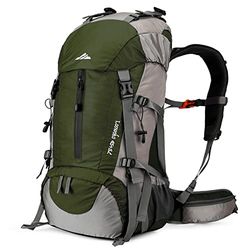 Loowoko - Mochila de senderismo de 50 L, impermeable, para camping, con funda para la lluvia, mochila ligera de 45 + 5 litros
