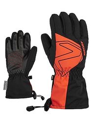 Ziener Guanti da sci per bambini, per sport invernali, impermeabili, extra caldi, in lana, colore nero, arancione bruciato, 3