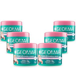 GEOMAR | Boue d'argile Blanche, Contre les Imperfections de la Cellulite, Pour les Peaux Délicates, 95% d'origine Naturelle avec trois Sels, Made in Italy, 6 x 600 g