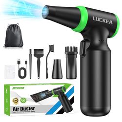 Aria Compressa Elettrico a 3 Velocità con luce LED, 130.000 Giri/Min Aria Compressa Spray con Batteria da 6000 mAh, Potente Kit Pulizia PC, Divano, Tastiera, Auto