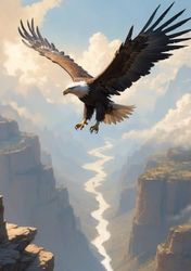 Notizbuch: Adler über Berglandschaft, A5, Softcover, 240 Seiten, Kariert, Glänzend
