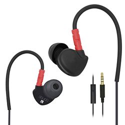 doupi Sport oortelefoon headset, in-ear met geheugendraad en microfoon, rood