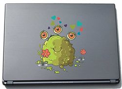 Laptopsticker laptopskin clm027 - grappig klein monster - ogen met hart - 210 x 183 mm sticker