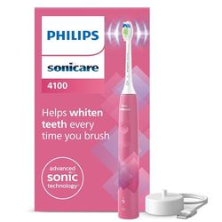 Philips Sonicare 4100 Electric Toothbrush, spazzolino sonico con due modalità, sensore di pressione e timer, Paradise Pink Prismatic, modello HX3689/41, Sonicare 4100, Pink
