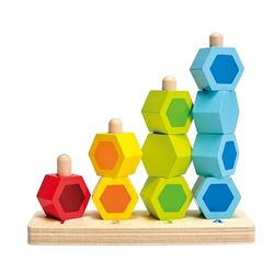 Hape Apilar y Contar | Juguete Educativo de Madera | Desarrollo de Habilidades Matemáticas y Motoras | A Partir de 18 Meses