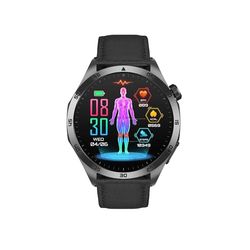 VALDUS Knauermann Pro 3 Fan Edition Redondo (2025) Negro, Reloj de Salud Reloj Inteligente con Función Telefonía, Función ECG Plus HRV y SOS, BT Bluetooth, Apnea del Sueño, Piel Negro, 14-24, Normal