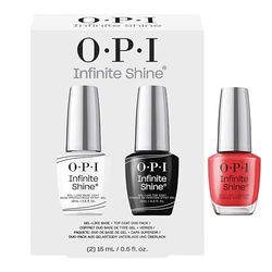 OPI Infinite Shine - Cajun Shrimp + Duo Base & Top Coat - Vernis à ongles effet gel, sans lampe, tenue jusqu’à 11 jours - 3 x 15ml