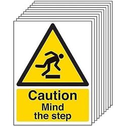 VSafety Lot de 10 avertissements généraux « Caution mind the step » 150 x 200 mm