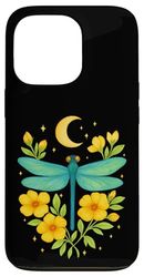 Cottagecore Goblincore Moonphases Flowers Dragonfly Case for iPhone 13 Pro