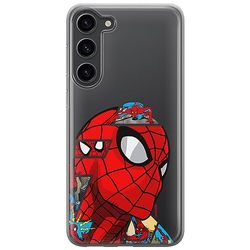 ERT GROUP mobiltelefonfodral för Samsung S23 originalt och officiellt licensierat Marvel mönster Spider Man 042 optimalt anpassad till formen på mobiltelefonen, gedeeltelijk transparant