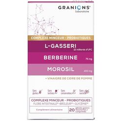 GRANIONS Probiotique Complexe Minceur - Morosil, Probiotique flore intestinale, Berberine, Vinaigre de cidre, Chrome, Lactobacillus Gasseri, Morosil Perte de Poids, Brule graisse, Ventre Plat 20 Jours