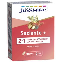 JUVAMINE - Saciante + - Konjac - Fucus - 2 en 1 - Sensación de Saciedad - Control del Peso - Glucomanano - Programa de 30 días - 60 cápsulas - 2 cápsulas al día