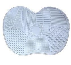 EKSEDTS Apple Silicone Cleaning Pad with Suction Cup Silicone Cleaning Pad Beauty Tools Makeup Brush Cleaning Pad Multifunctional Cleaning Pad White