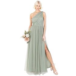 Anaya with Love Women's Womens Ladies Maxi One Cold Shoulder Slit Split Sleeveless Prom Wedding Guest Bridesmaid Dress, Forest Green, 10 UK
