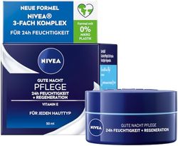 NIVEA Buona notte cura umidità 24 ore + rigenerazione (50 ml), cura notturna leggera per un'idratazione intensa, crema da notte con vitamina E, provitamina B5 ed estratto di giglio d'acqua